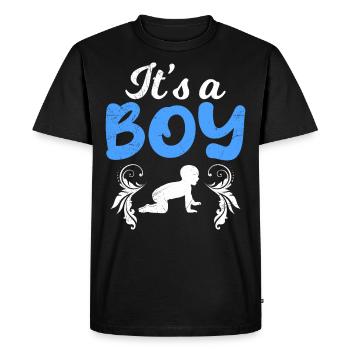 C’est un garçon - Garçons maman enceinte d’un garçon - T-shirt Premium bio Homme - noir - Devant - Nico (187cm)