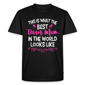 Maman jumelle Mère de jumeaux Fille Maman - T-shirt Premium bio Homme - noir - Devant - Nico (187cm)