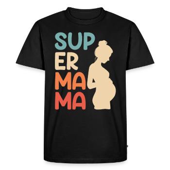 Super Maman Enceinte Meilleure Mère Enfant - T-shirt Premium bio Homme - noir - Devant - Nico (187cm)