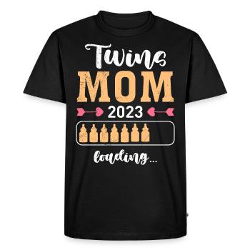 Maman Jumelle 2023 Mère Jumelles Bébé Maman - T-shirt Premium bio Homme - noir - Devant - Nico (187cm)