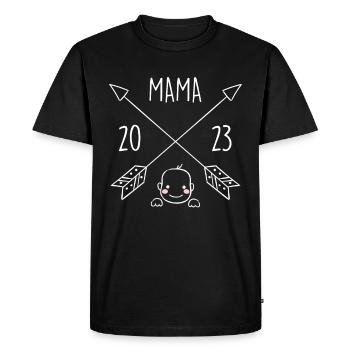 Maman 2023 enceinte d’une fille Garçon Super Mama - T-shirt Premium bio Homme - noir - Devant - Nico (187cm)