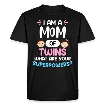 Maman jumelle Mère de jumeaux Super Mama - T-shirt Premium bio Homme - noir - Devant - Nico (187cm)