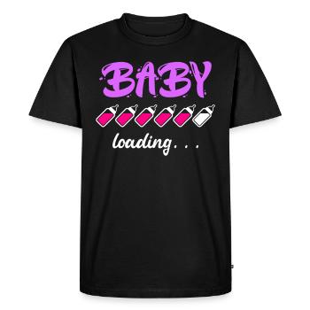 Chargement du bébé Enceinte d’une fille ou d’un garçon maman - T-shirt Premium bio Homme - noir - Devant - Nico (187cm)