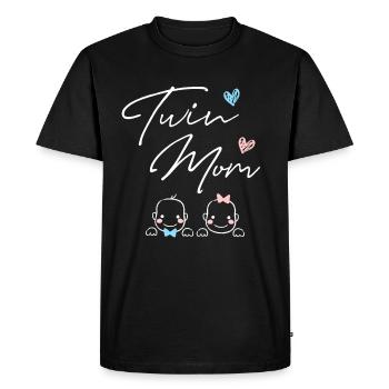 Enceinte de jumeaux Maman jumelle - T-shirt Premium bio Homme - noir - Devant - Nico (187cm)