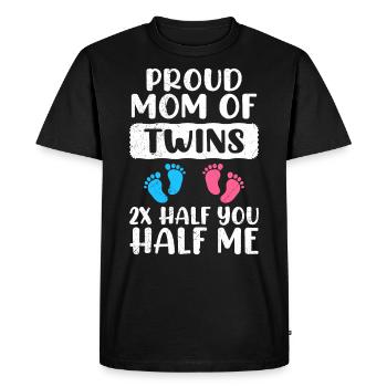 Mère de jumeaux Jeunes filles fière maman - T-shirt Premium bio Homme - noir - Devant - Nico (187cm)