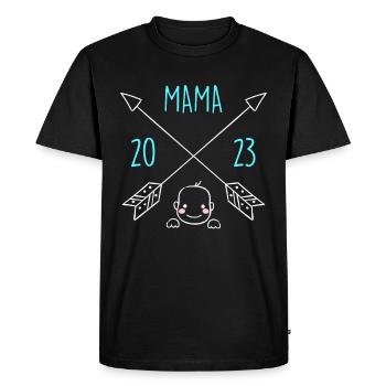 Maman 2023 enceinte d’une fille Garçon Super Mama - T-shirt Premium bio Homme - noir - Devant - Nico (187cm)