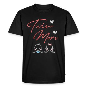 Enceinte de jumeaux Maman jumelle - T-shirt Premium bio Homme - noir - Devant - Nico (187cm)