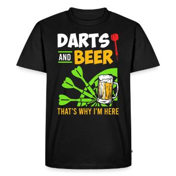 Darts an Beer thats why I am here - Men's Premium Organic T-Shirt - black - Front - Nico (187cm)