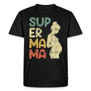 Super Maman Enceinte Meilleure Mère Enfant - T-shirt Premium bio Homme - noir - Devant - Nico (187cm)