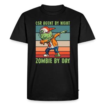 csr-agent la nuit zombie par jour service à la clientèle - T-shirt Premium bio Homme - noir - Devant - Nico (187cm)