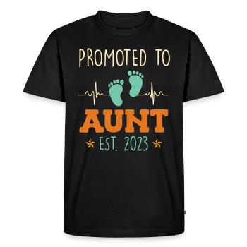 Promue à tante 2023 Promotion Meilleure tante - T-shirt Premium bio Homme - noir - Devant - Nico (187cm)