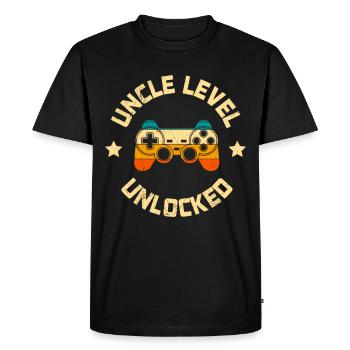 Uncle Level Unlocked Gaming Uncle - Men's Premium Organic T-Shirt - black - Front - Nico (187cm)