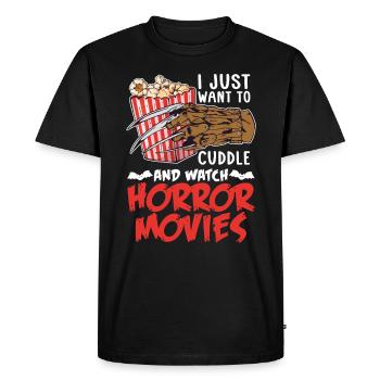 I just want to cuddle and watch horror movies - Men's Premium Organic T-Shirt - black - Front - Nico (187cm)