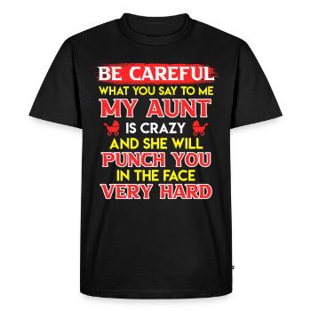 Attention j’ai une tante folle cool tante - T-shirt Premium bio Homme - noir - Devant - Nico (187cm)