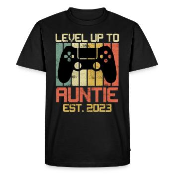 Monter de niveau Tante 2023 Promotion Tante Bientôt Tante - T-shirt Premium bio Homme - noir - Devant - Nico (187cm)