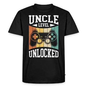 Niveau oncle débloqué meilleur oncle - T-shirt Premium bio Homme - noir - Devant - Nico (187cm)