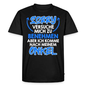 Essayez de me comporter - T-shirt Premium bio Homme - noir - Devant - Nico (187cm)