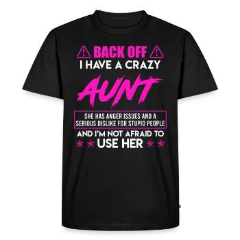 Attention j’ai une tante folle Super tante - T-shirt Premium bio Homme - noir - Devant - Nico (187cm)