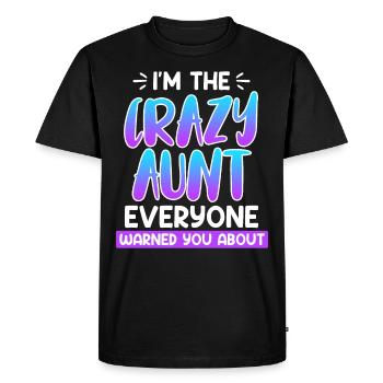 Attention Famille Je suis la tante folle - T-shirt Premium bio Homme - noir - Devant - Nico (187cm)