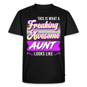 Voici à quoi ressemble une très grande tante nièce tante - T-shirt Premium bio Homme - noir - Devant - Nico (187cm)