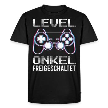 Level Unlocked Uncle - Men's Premium Organic T-Shirt - black - Front - Nico (187cm)