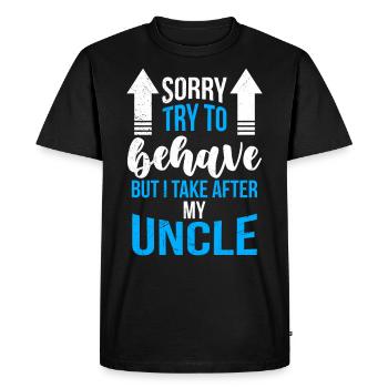 Je viens après mon oncle - T-shirt Premium bio Homme - noir - Devant - Nico (187cm)