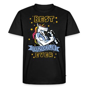 Best Uncle ever Bodybuilder Uncle Unicorn Uncle - Men's Premium Organic T-Shirt - black - Front - Nico (187cm)