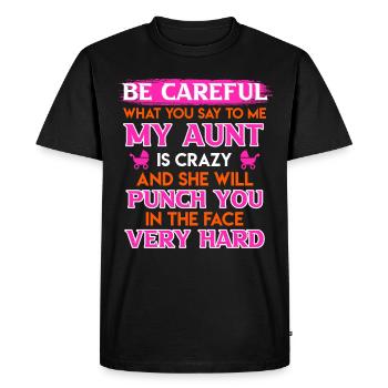 Attention j’ai une tante folle cool tante - T-shirt Premium bio Homme - noir - Devant - Nico (187cm)