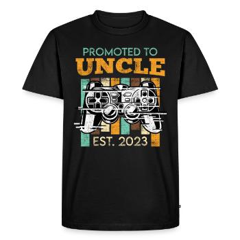 Uncle 2023 Promoted to Uncle - Men's Premium Organic T-Shirt - black - Front - Nico (187cm)