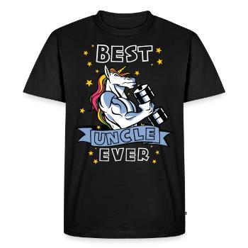 Best Uncle ever Bodybuilder Uncle Unicorn Uncle - Men's Premium Organic T-Shirt - black - Front - Nico (187cm)