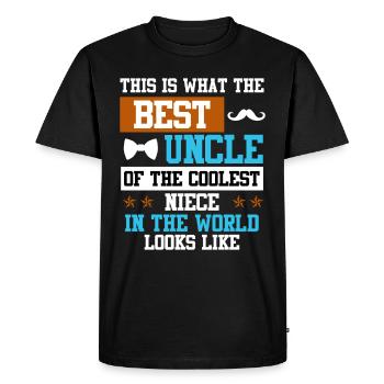Meilleur oncle de la nièce la plus cool du monde - T-shirt Premium bio Homme - noir - Devant - Nico (187cm)