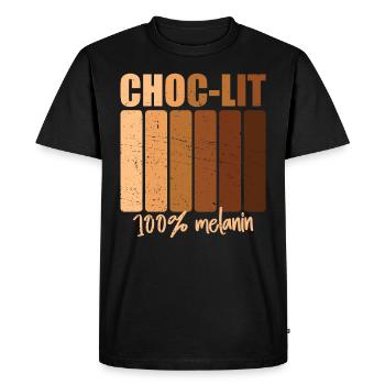 Choc-lit Melanin Melanated Unapologetic Juneteenth - T-shirt Premium bio Homme - noir - Devant - Nico (187cm)