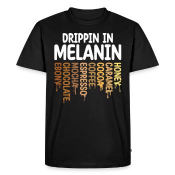 Drippin In Melanin Honey Caramel Cocoa Coffee - Men's Premium Organic T-Shirt - black - Front - Nico (187cm)
