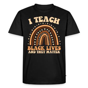 J’enseigne la vie des Noirs et ils - T-shirt Premium bio Homme - noir - Devant - Nico (187cm)