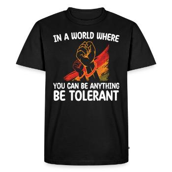 In a world where you can be anything freedom - Men's Premium Organic T-Shirt - black - Front - Nico (187cm)