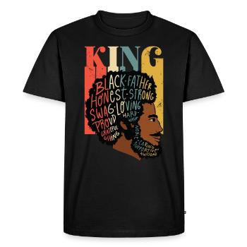 King Proud Melanated Dad Black Father's Day - Men's Premium Organic T-Shirt - black - Front - Nico (187cm)