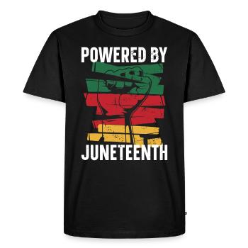 Powered By Juneteenth Proud Melanated - Men's Premium Organic T-Shirt - black - Front - Nico (187cm)