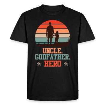 Uncle Godfather Hero Uncle Saying - Men's Premium Organic T-Shirt - black - Front - Nico (187cm)