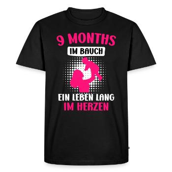 9 mois dans l’estomac - une vie dans le cœur - T-shirt Premium bio Homme - noir - Devant - Nico (187cm)