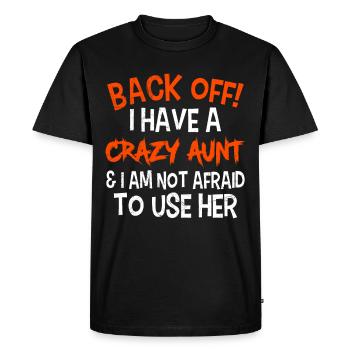 Bas les pattes! J’ai une tante folle - T-shirt Premium bio Homme - noir - Devant - Nico (187cm)