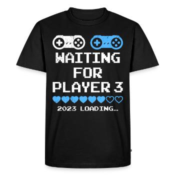 Waiting for Player 3 Expectant Parents Dad Mom - Men's Premium Organic T-Shirt - black - Front - Nico (187cm)