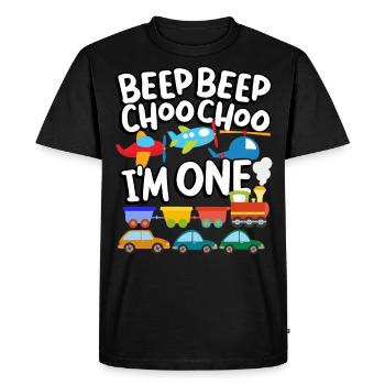 Beep Beep Choo Choo I'm One Toy Train Car 1. - Men's Premium Organic T-Shirt - black - Front - Nico (187cm)