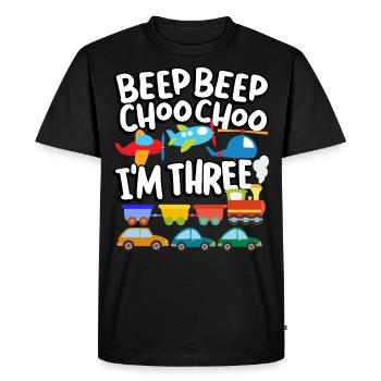 Beep Beep Choo Choo I'm Three Toy Train Car 3. - Men's Premium Organic T-Shirt - black - Front - Nico (187cm)