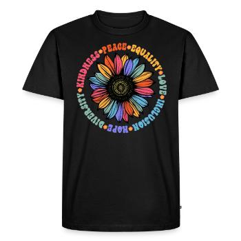 Kindness Peace Equality Love Hope - Men's Premium Organic T-Shirt - black - Front - Nico (187cm)