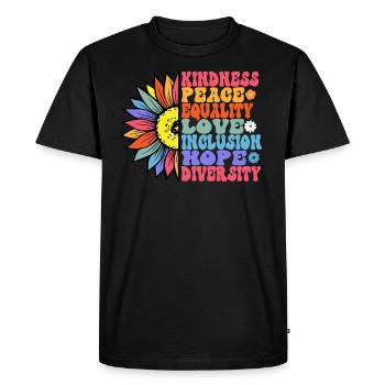 Kindness Peace Equality Love Hope - Men's Premium Organic T-Shirt - black - Front - Nico (187cm)