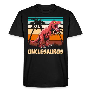 Unclesaurus Uncle - Men's Premium Organic T-Shirt - black - Front - Nico (187cm)