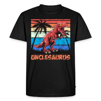 Unclesaurus Uncle - Men's Premium Organic T-Shirt - black - Front - Nico (187cm)