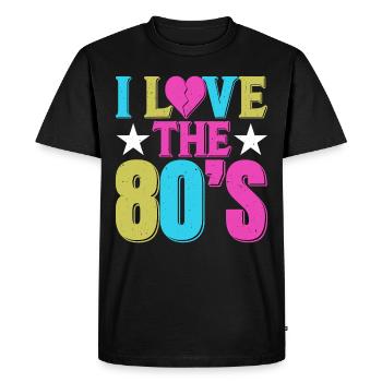 J’adore le vintage rétro des années 80 des années 1980 | Costume des années 80 - T-shirt Premium bio Homme - noir - Devant - Nico (187cm)