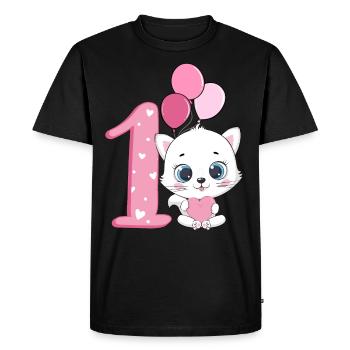 Chaton 1er anniversaire | Chemise d’anniversaire de chat | Chat - T-shirt Premium bio Homme - noir - Devant - Nico (187cm)