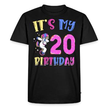 C’est mon 20e anniversaire Dabbing Unicorn Pony - T-shirt Premium bio Homme - noir - Devant - Nico (187cm)